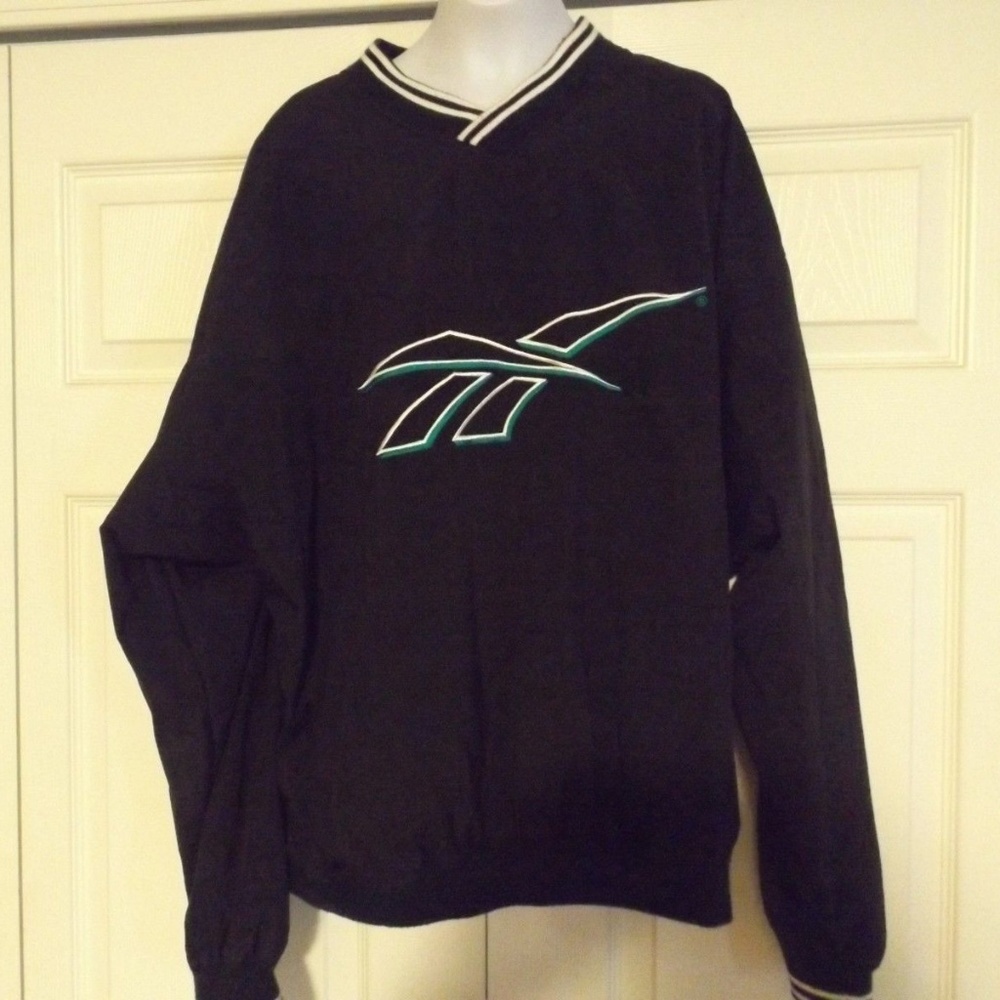 Reebok Nylon Pull Over Jacket Mens Large Embroider